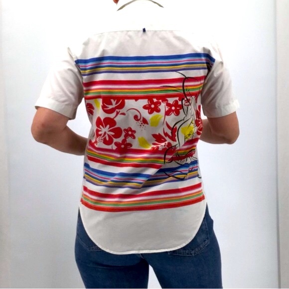 JC de Castelbajac Bugs Bunny Looney Tunes Warner Bros Floral Colorblock Shirt - Picture 1 of 16